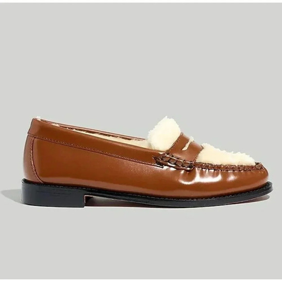 G.H.BASS Women's Whitney Shearling Loafers Whiskey Brown Size US 6 (MSRP $175) - Picture 1 of 11